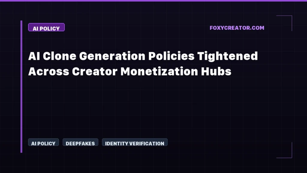 AI Clone Generation Policies Tightened Across Creator Monetization Hubs